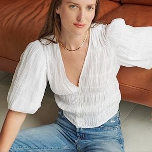 COPY - FRAME Denim Julianne Top Cotton Ruched Blouse S